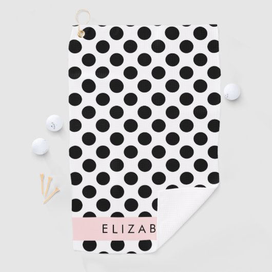 白黒水玉模様点々のある、お名前 ゴルフタオル (インサイチュ)