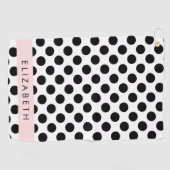 白黒水玉模様点々のある、お名前 ゴルフタオル (横)