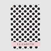 白黒水玉模様点々のある、お名前 ゴルフタオル (正面)