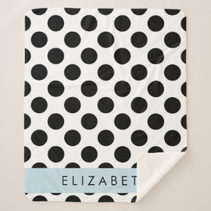 白黒水玉模様点々のある、お名前 シェルパブランケット
