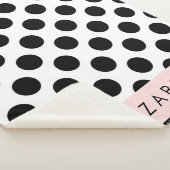 白黒水玉模様点々のある、お名前 シェルパブランケット (3/4)