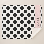 白黒水玉模様点々のある、お名前 シェルパブランケット (正面(横))