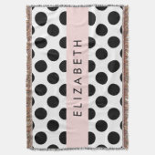 白黒水玉模様点々のある、お名前 スローブランケット (正面縦)