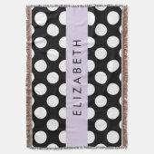 白黒水玉模様点々のある、お名前 スローブランケット (正面縦)