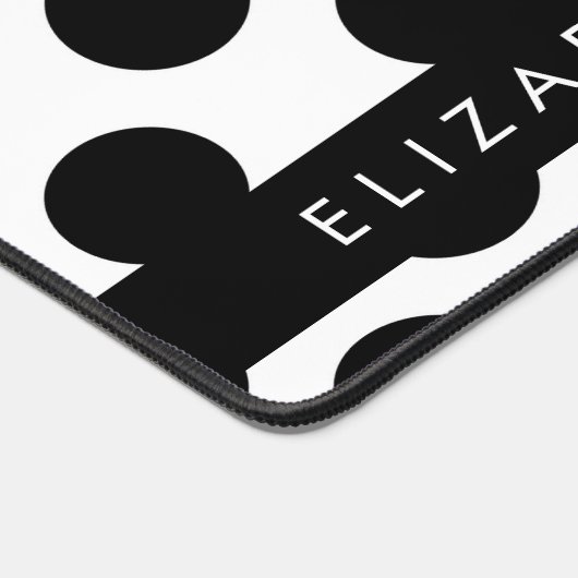 白黒水玉模様点々のある、お名前 デスクマット (コーナー)