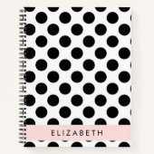 白黒水玉模様点々のある、お名前 ノートブック (正面)