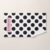 白黒水玉模様点々のある、お名前 バスタオルセット (ハンドタオル)