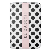 白黒水玉模様点々のある、お名前 バスマット (正面縦)