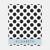 白黒水玉模様点々のある、お名前 フリースブランケット (正面)