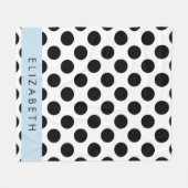 白黒水玉模様点々のある、お名前 フリースブランケット (正面(横))