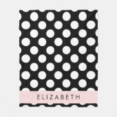 白黒水玉模様点々のある、お名前 フリースブランケット (正面)