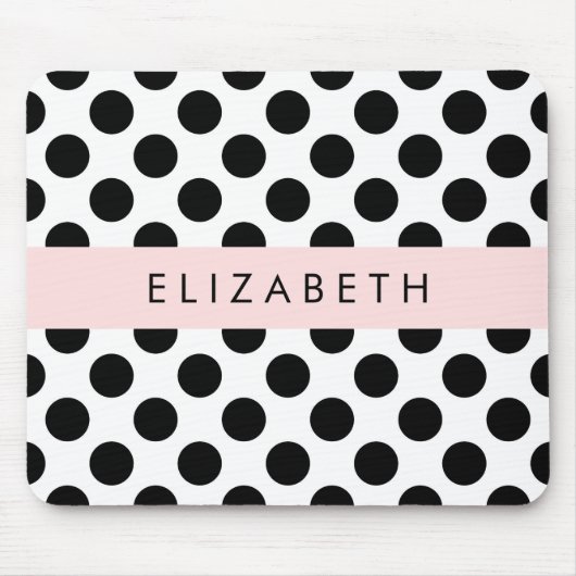 白黒水玉模様点々のある、お名前 マウスパッド (正面)