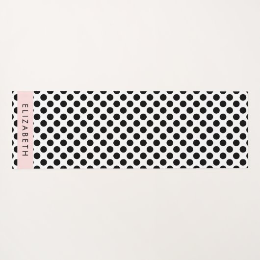 白黒水玉模様点々のある、お名前 ヨガマット (裏面(横))