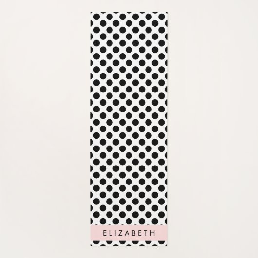 白黒水玉模様点々のある、お名前 ヨガマット (裏面)