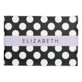 白黒水玉模様点々のある、お名前 枕カバー (裏面)