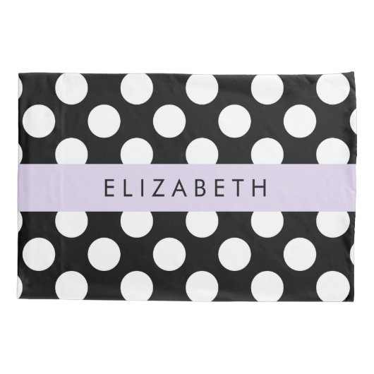 白黒水玉模様点々のある、お名前 枕カバー (裏面)