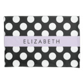 白黒水玉模様点々のある、お名前 枕カバー (正面)