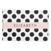 白黒水玉模様点々のある、お名前 枕カバー (裏面)