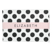 白黒水玉模様点々のある、お名前 枕カバー (正面)