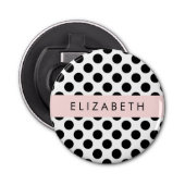 白黒水玉模様点々のある、お名前 栓抜き (正面)