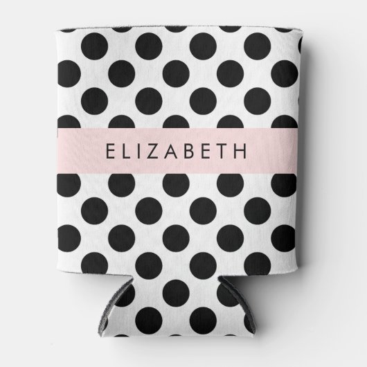 白黒水玉模様点々のある、お名前 缶クーラー (正面)