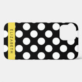 白黒水玉模様点々のある、お名前 Case-Mate iPhoneケース (裏面 (横))