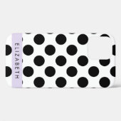 白黒水玉模様点々のある、お名前 Case-Mate iPhoneケース (裏面 (横))