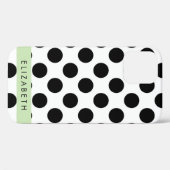 白黒水玉模様点々のある、お名前 Case-Mate iPhoneケース (裏面 (横))