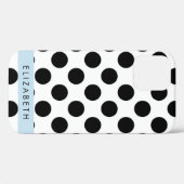 白黒水玉模様点々のある、お名前 Case-Mate iPhoneケース (裏面 (横))