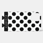 白黒水玉模様点々のある、お名前 Case-Mate iPhoneケース (裏面 (横))