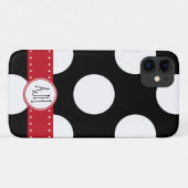 白黒水玉模様点々のある、モノグラム Case-Mate iPhoneケース (裏面(横))