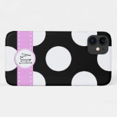 白黒水玉模様点々のある、モノグラム Case-Mate iPhoneケース (裏面(横))