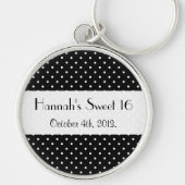 白黒水玉模様点々のある、甘い16 キーホルダー (正面)