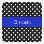 白黒水玉模様王室のブルーネームモノグラム スクエアシール (正面)