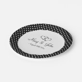 白黒水玉模様紙結婚式のプレート ペーパープレート (アングル)