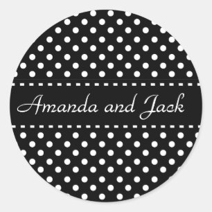 白黒水玉模様結婚のステッ結婚カー ラウンドシール