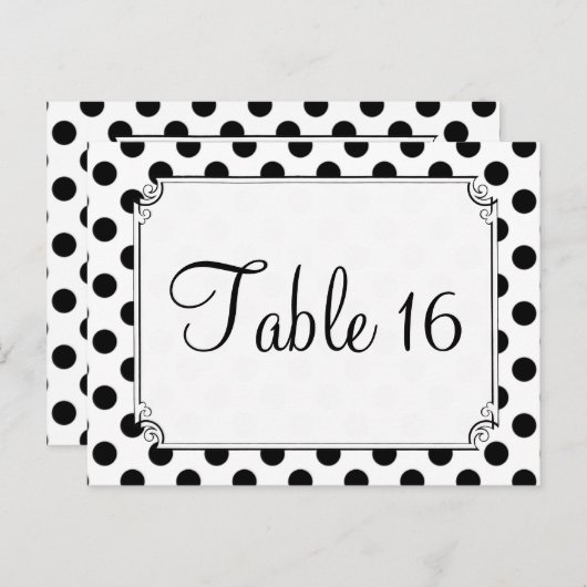 白黒水玉模様結婚のテーブル番号 ポストカード (正面/裏面)