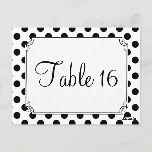 白黒水玉模様結婚のテーブル番号 ポストカード (裏面)