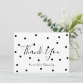 白黒水玉模様結婚の感謝 サンキューカード (スタンド正面)
