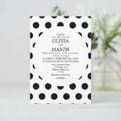 白黒水玉模様結婚式招待状 招待状 (スタンド正面)