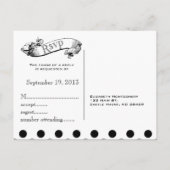 白黒水玉模様結婚式RSVPはがき インビテーションポストカード (裏面)