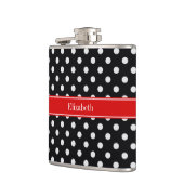 白黒水玉模様赤名モノグラム フラスク (左)