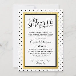 白黒水玉模様金ゴールドベビー散布招待状 招待状