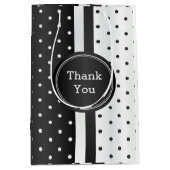 白黒水玉模様-ありがとう ミディアムペーパーバッグ (正面)