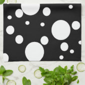 白黒水玉模様 キッチンタオル (折り畳み)