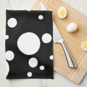 白黒水玉模様 キッチンタオル (四つ折り)