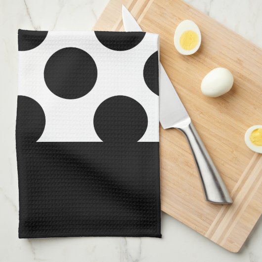 白黒水玉模様 キッチンタオル (四つ折り)