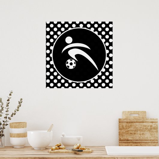 白黒水玉模様;サッカー ポスター (キッチン)