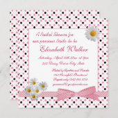 白黒水玉模様、デイジーブライダルシャワー招待状 招待状 (正面/裏面)