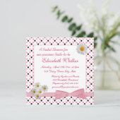 白黒水玉模様、デイジーブライダルシャワー招待状 招待状 (スタンド正面)